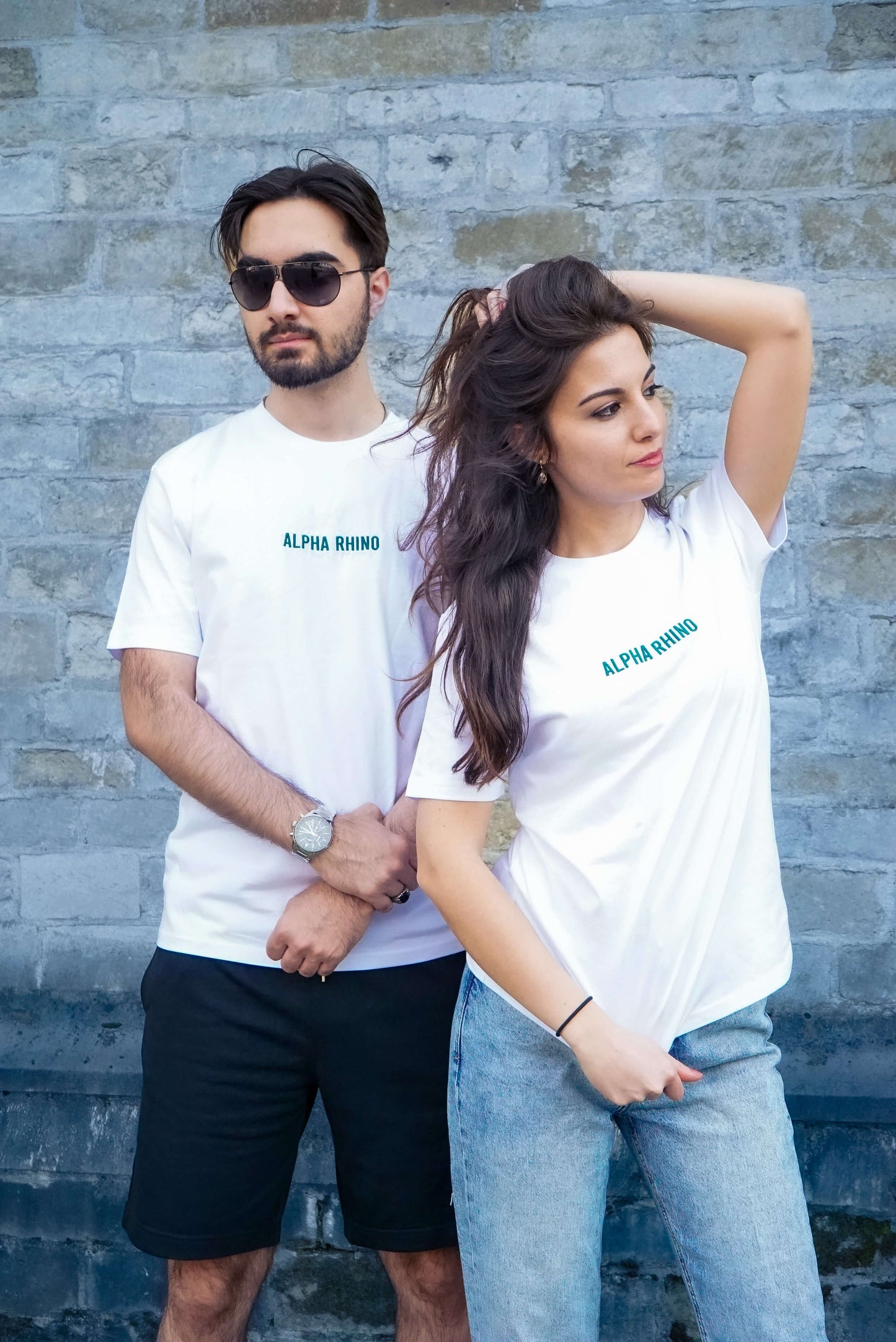 White T-Shirt – Center Embroidered Signature