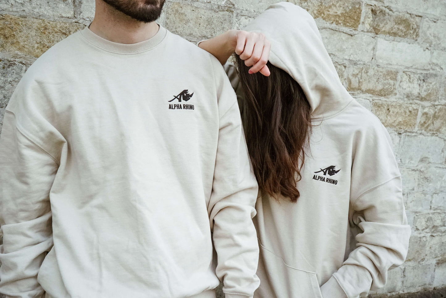 Oversized Beige Hoodie with Signature Embroidery