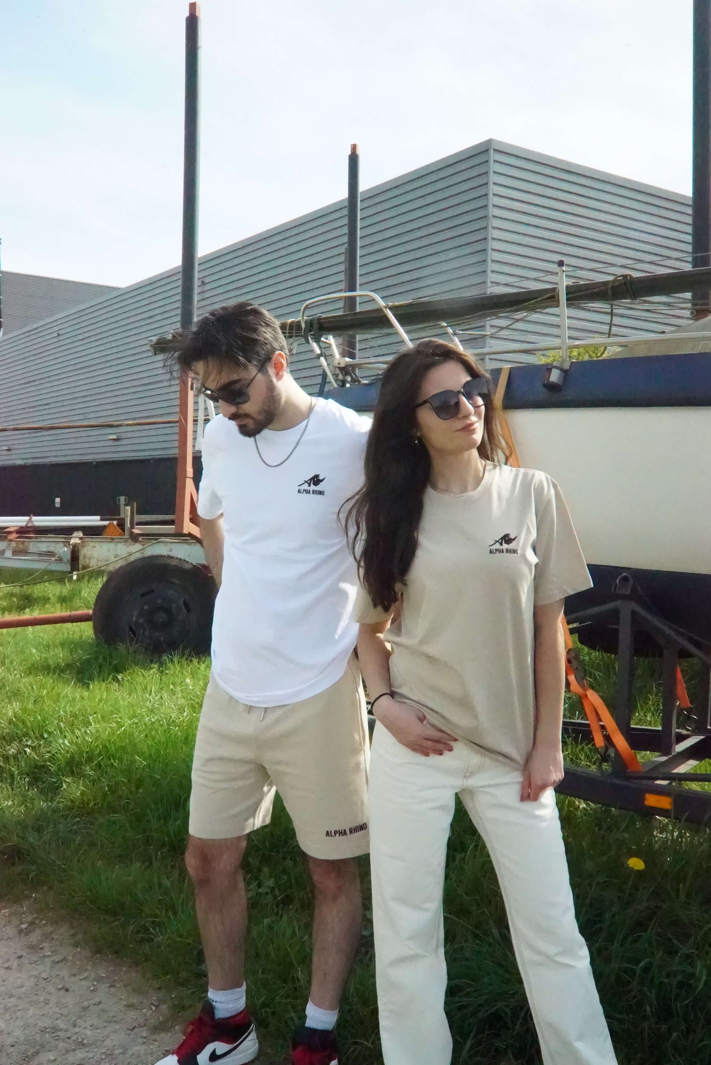 White T-Shirt with Signature Embroidery