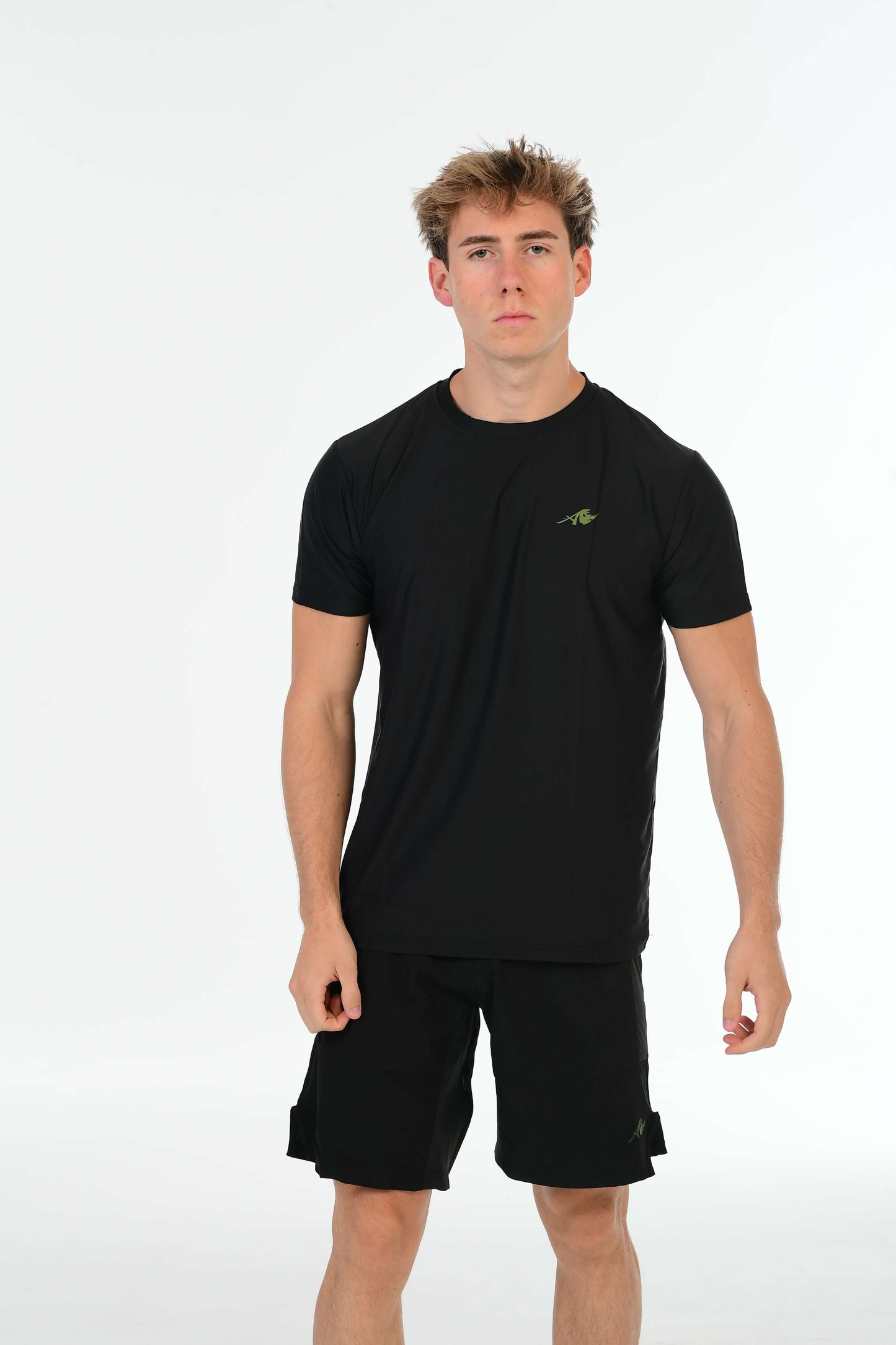 Black Performance T-Shirt with Olive Green Signature & Alpha Rhino Back Print