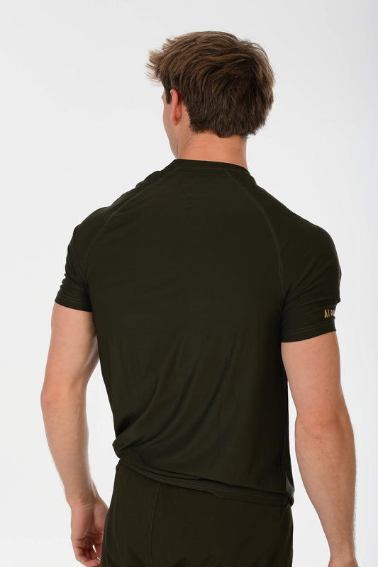 Olive Green Performance T-Shirt – Alpha Rhino Gold Signature