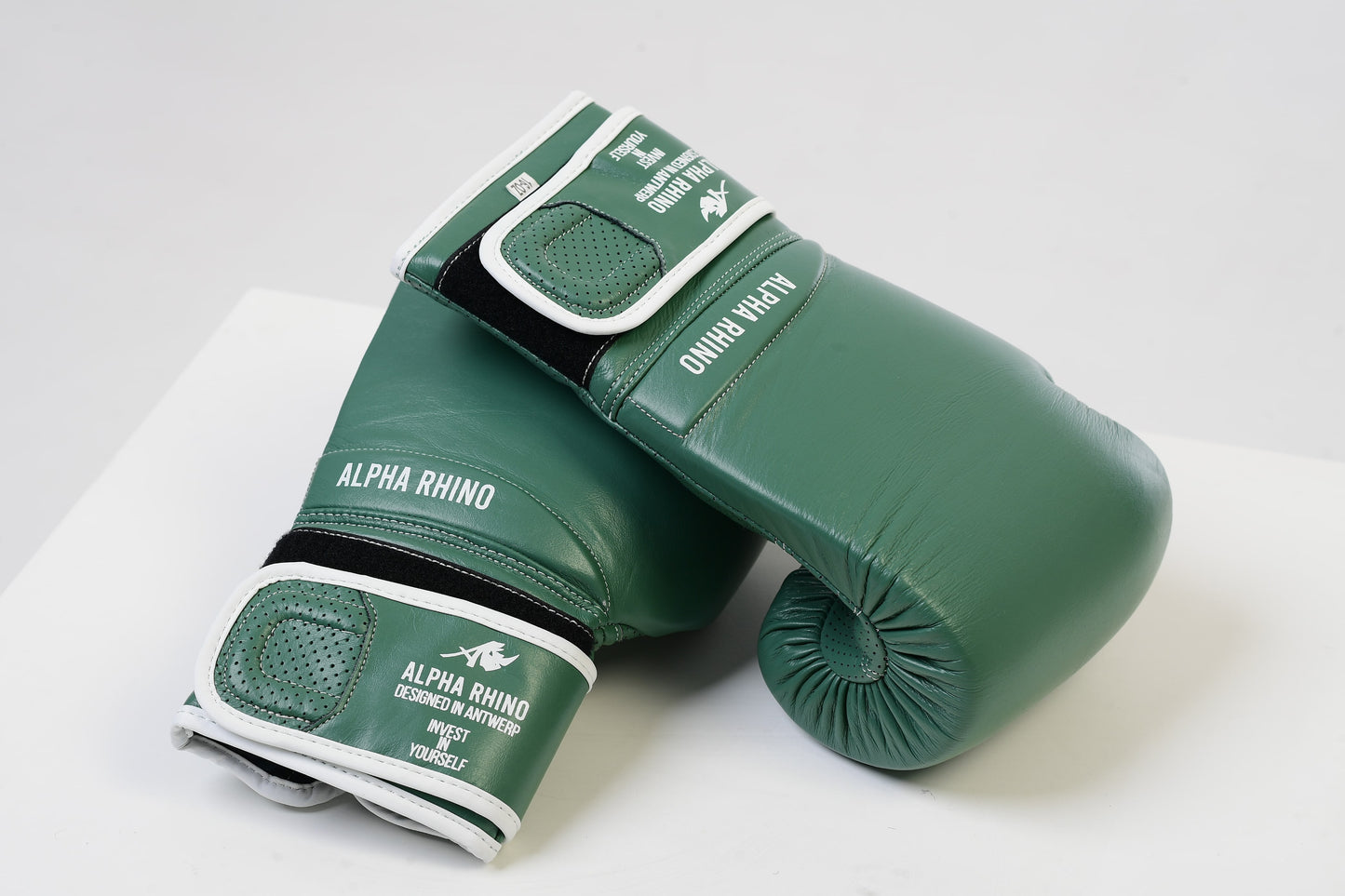 Green Boxing Gloves with White Signature Detail