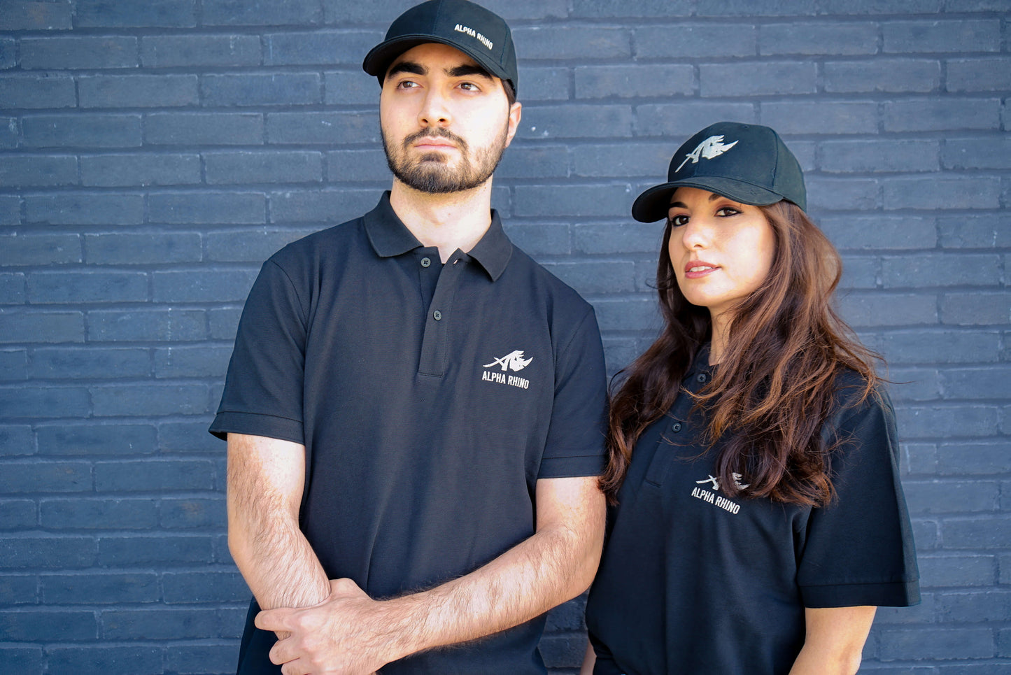 Black 6-Panel Embroidered Cap with Grey Text