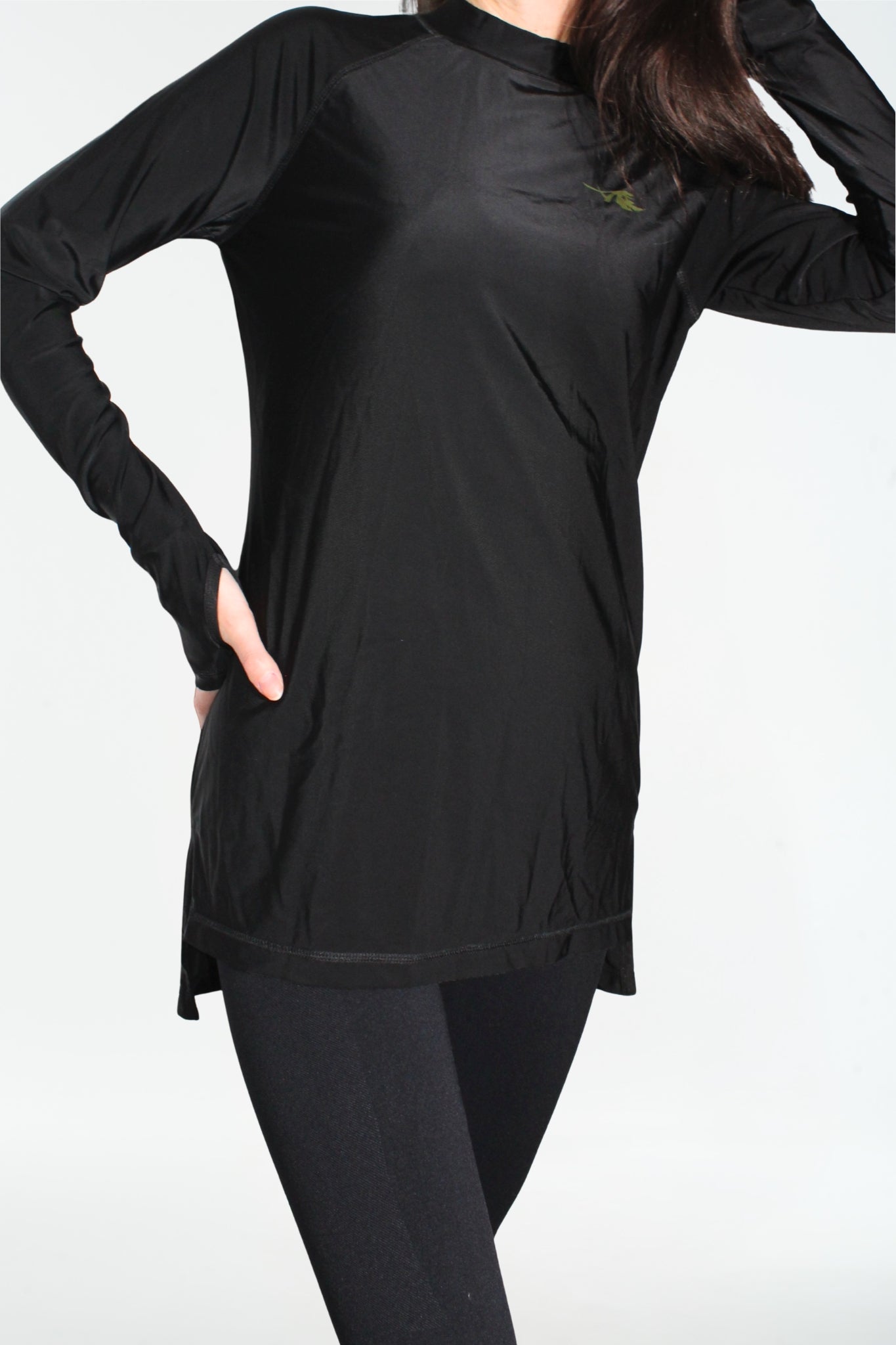 Modest Long Sleeve Sports Shirt – Green Signature