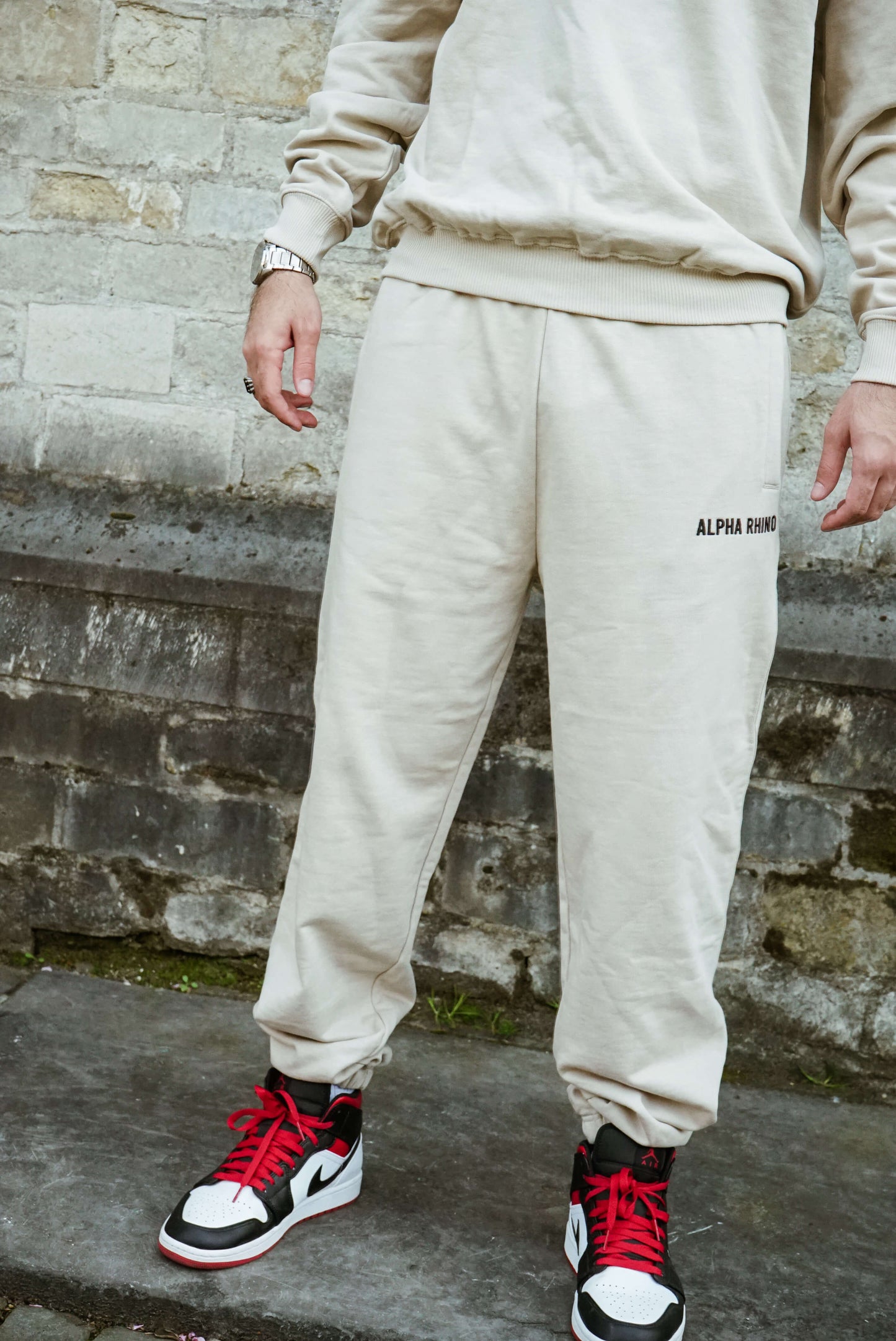 Beige Jogger with Signature Embroidery