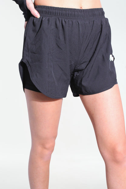 2-in-1 Women’s Sports Short – Black with White Signature