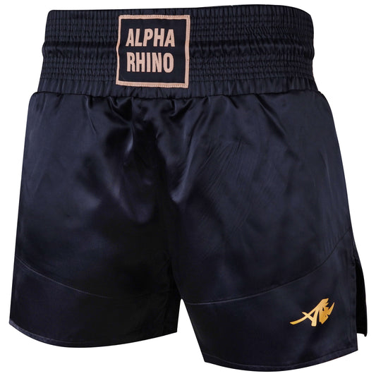 Black Muay Thai Shorts – Gold Signature