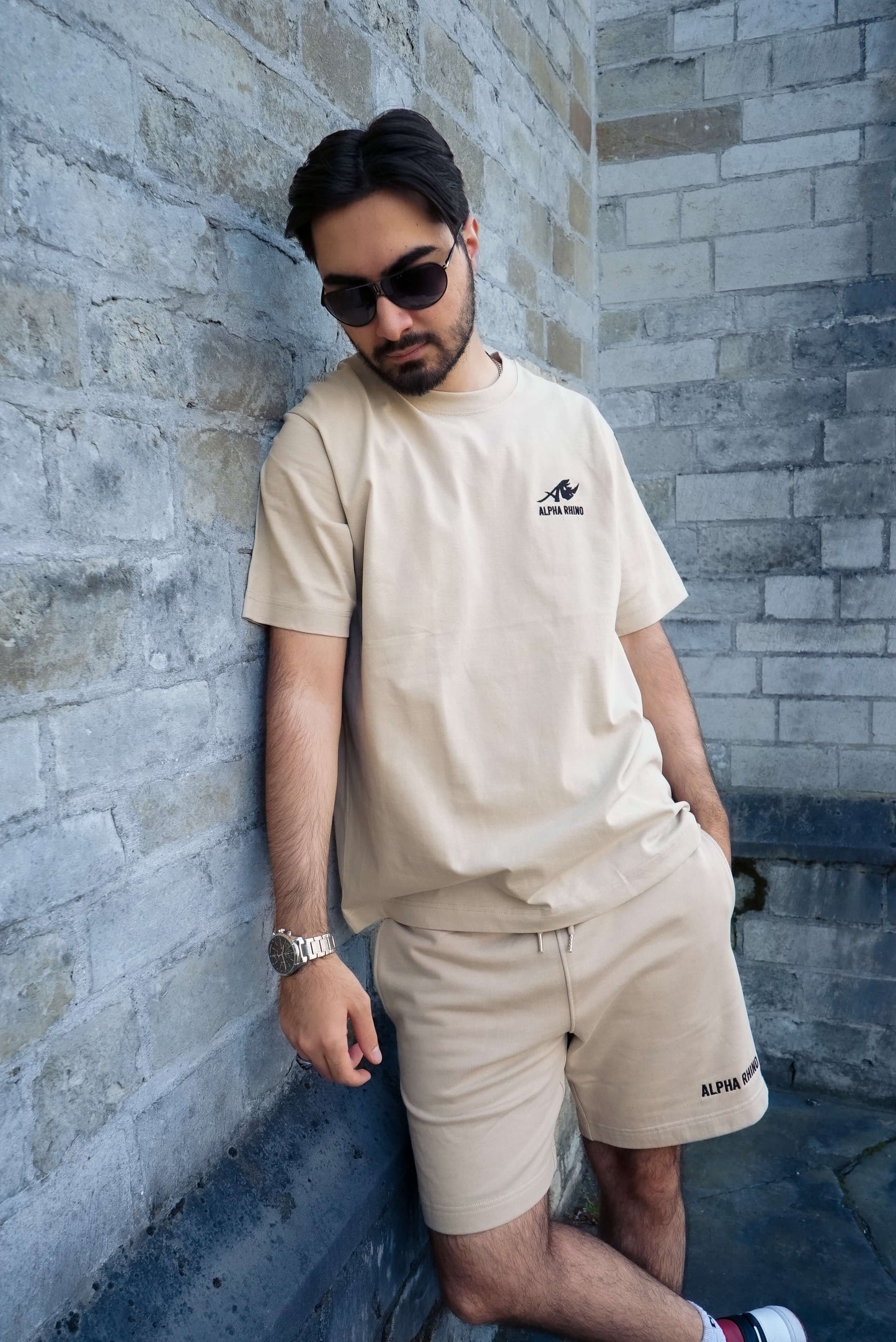 Beige Oversized T-Shirt with Signature Embroidery