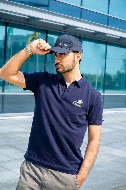 Navy 6-Panel Embroidered Cap with Text