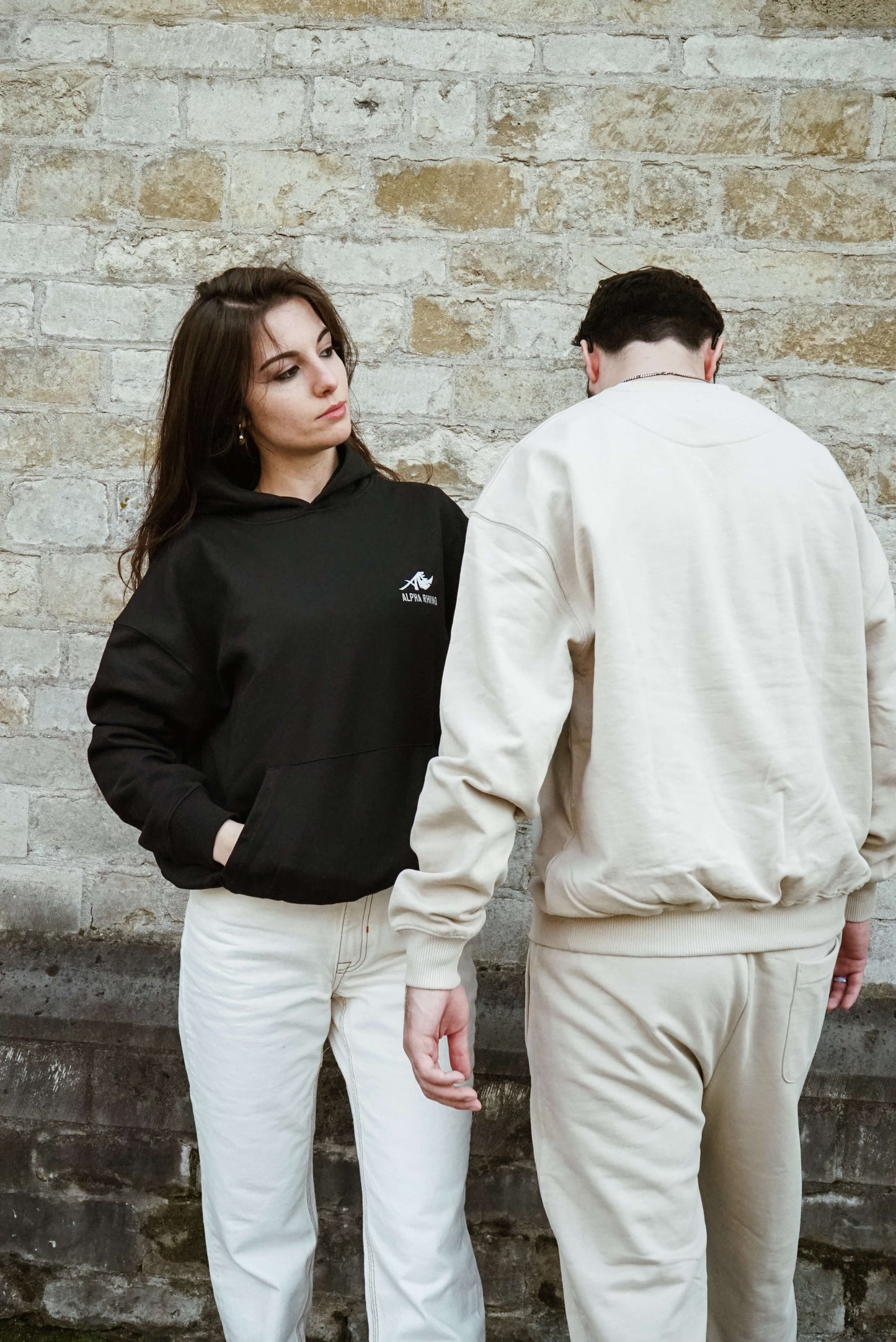 Beige Sweater with Signature Embroidery