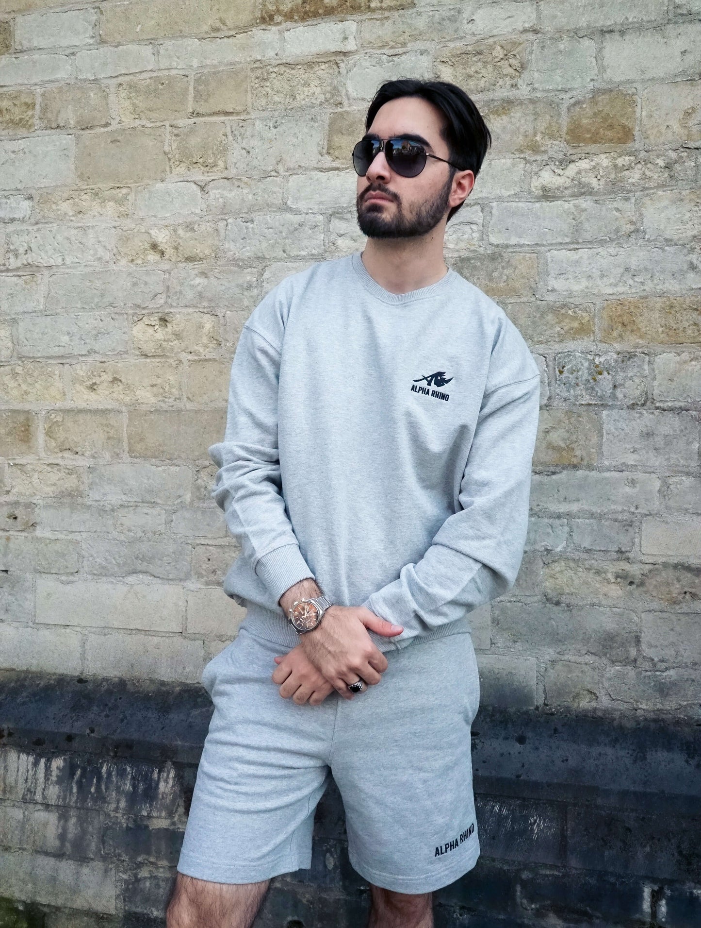 Heather Grey Sweater with Signature Embroidery