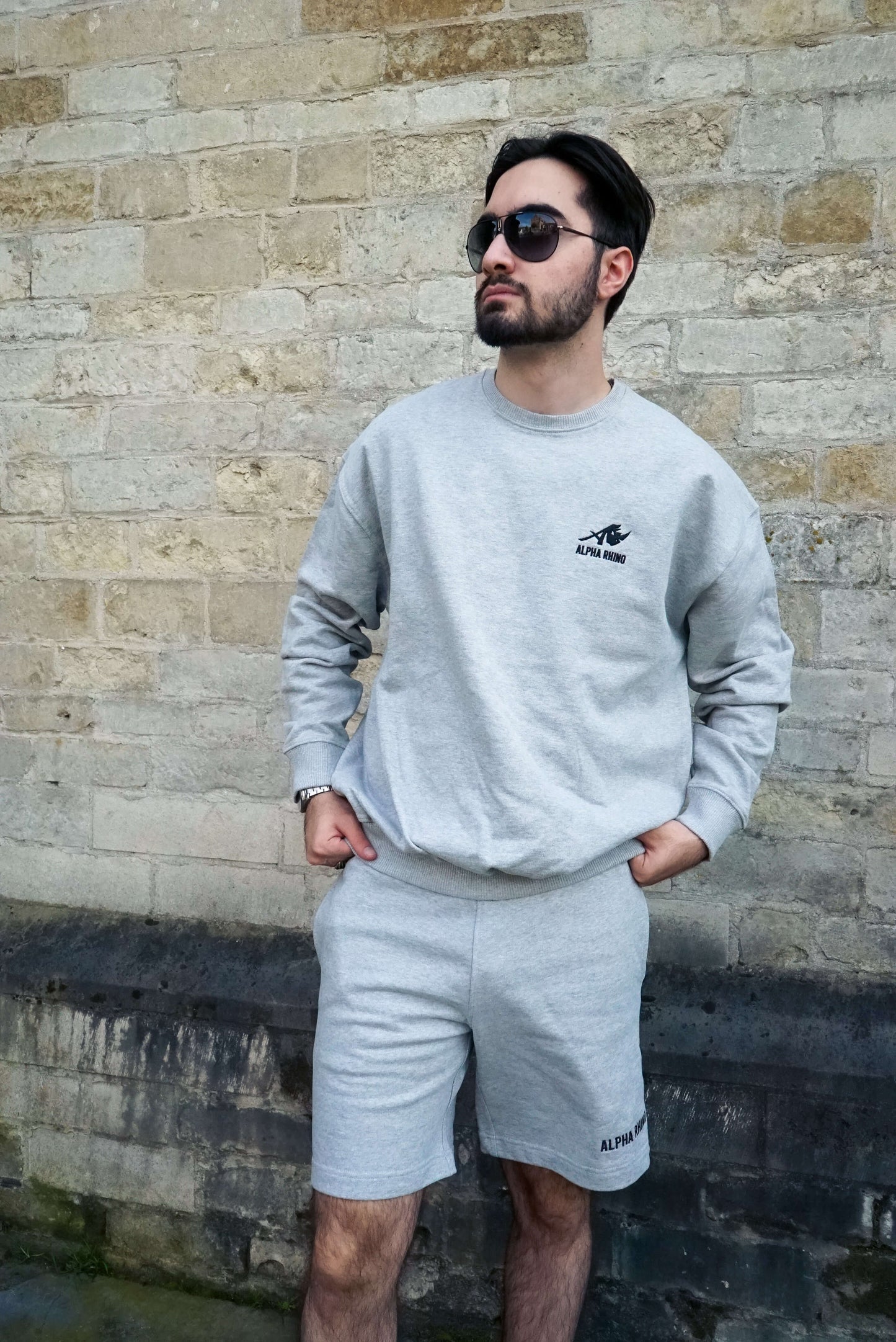 Heather Grey Sweater with Signature Embroidery