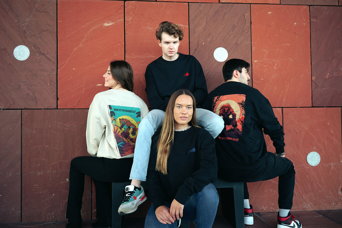 Oversized Beige Sweater with Leopard Print