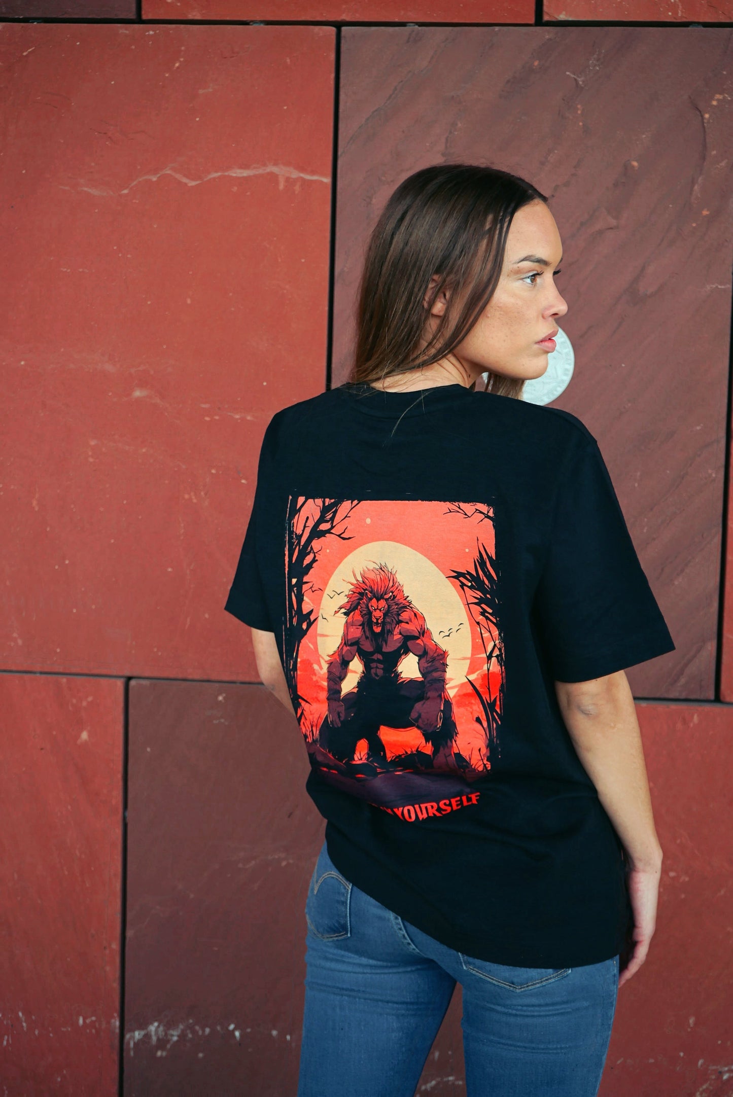 Black Oversized Lion T-Shirt