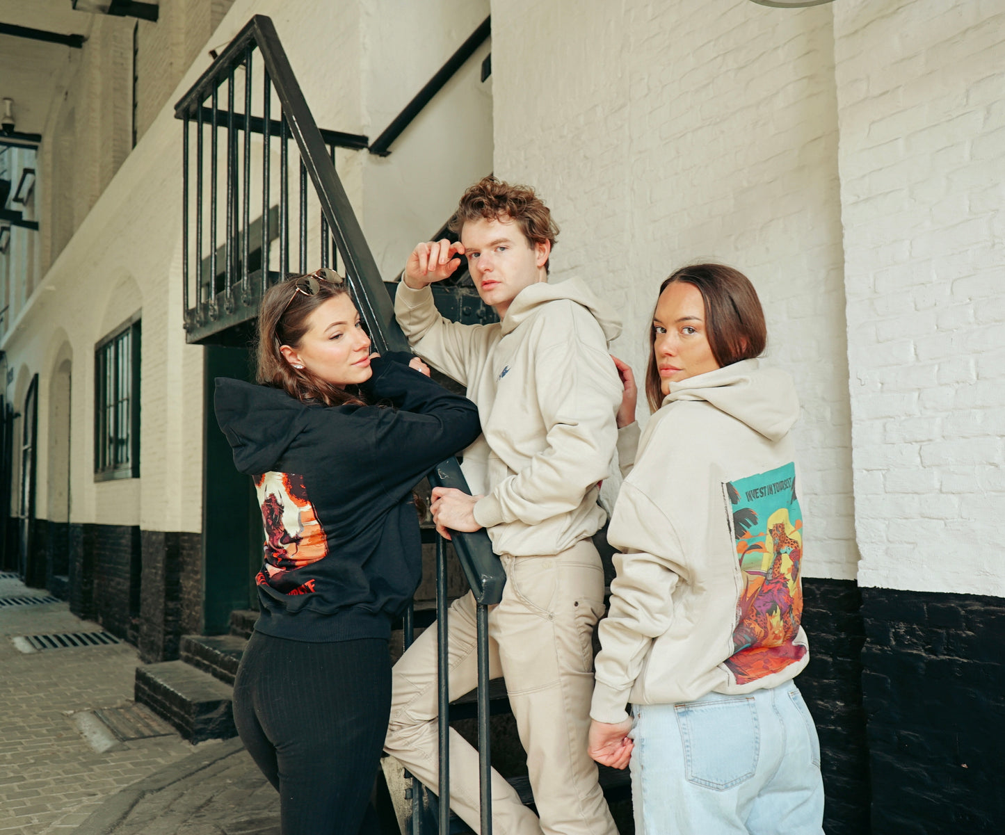Oversized Beige Hoodie with Leopard Print