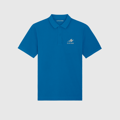 Koningsblauwe polo met kenmerkende borduursels