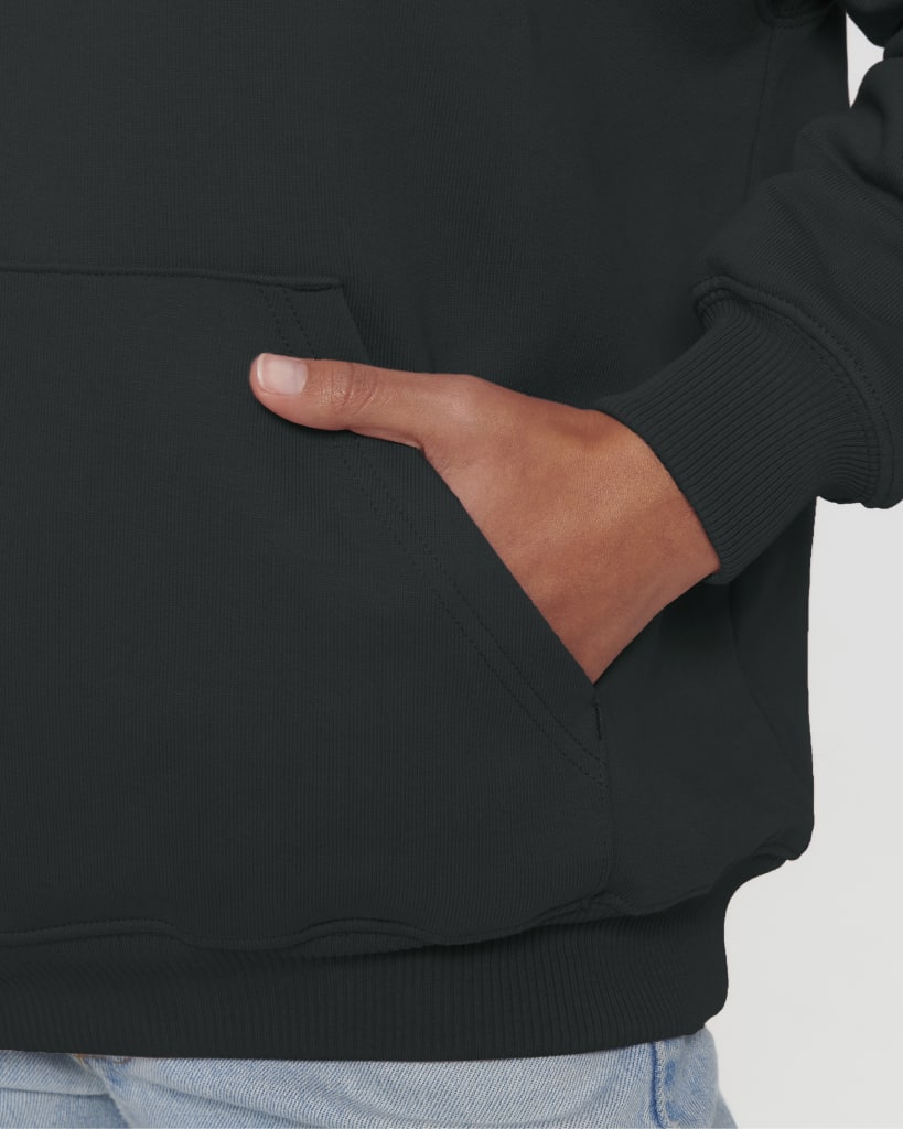 Oversized Black Hoodie with Buffalo Print