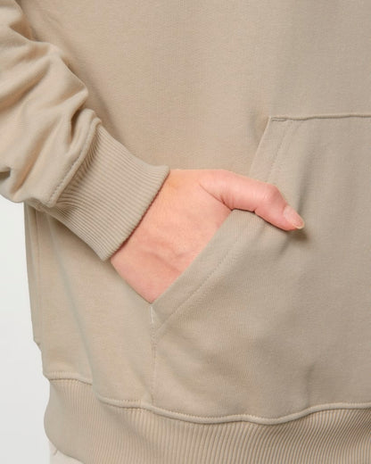 Oversized beige hoodie met buffelprint