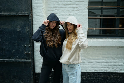 Oversized Black Hoodie with Leopard Print