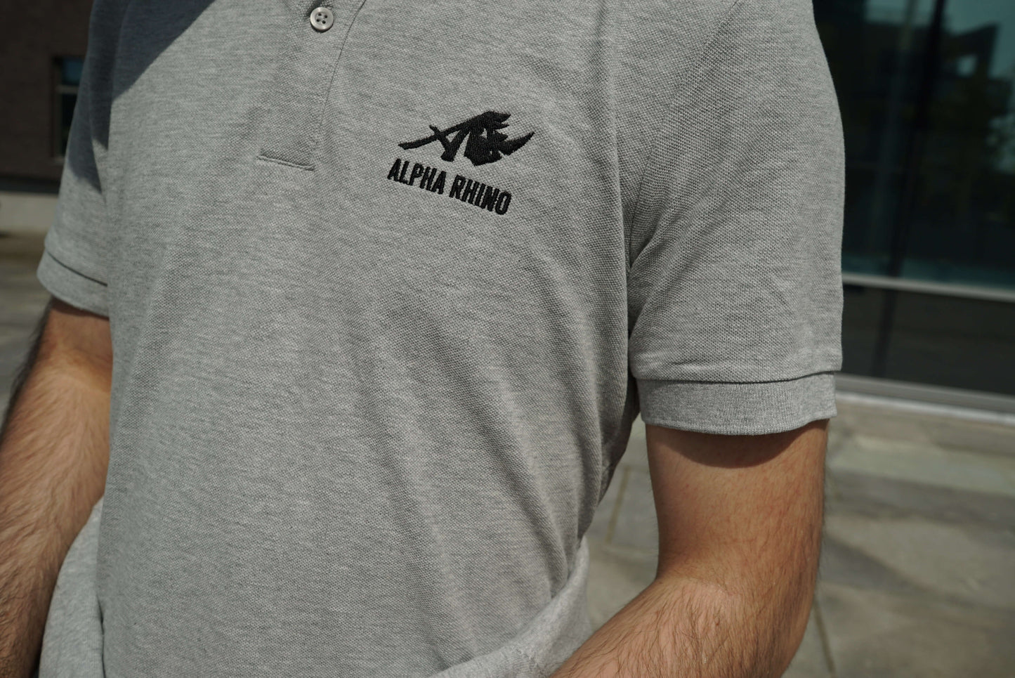 Heather Grey Polo with Signature Embroidery