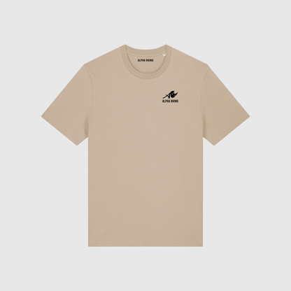 Beige T-shirt met kenmerkende borduursels