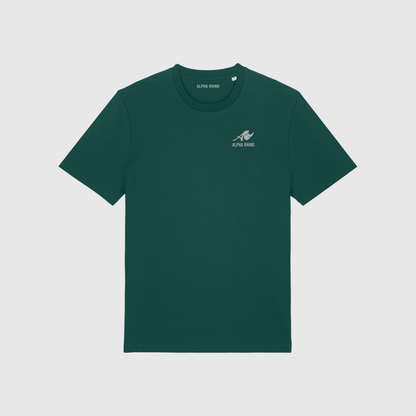 Geglazuurd groen T-shirt met kenmerkende borduursels