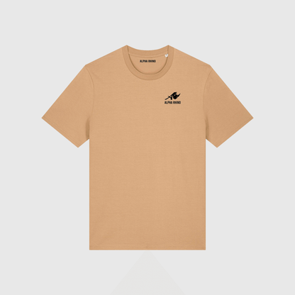 Latte T-shirt met kenmerkende borduursels