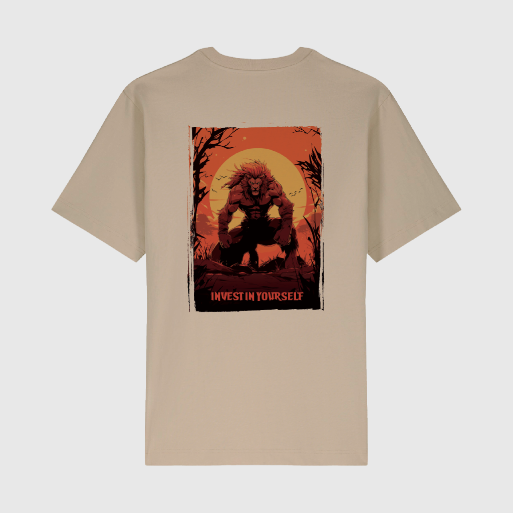 Beige Oversized Lion T-Shirt – Alpha Rhino