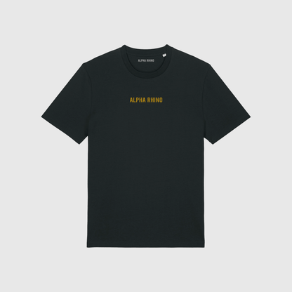 Zwart T-shirt met centraal kenmerkend borduurwerk