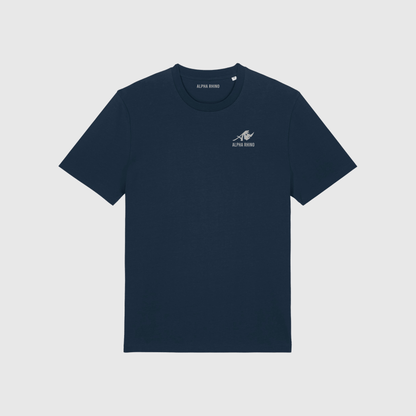 Marineblauw T-shirt met kenmerkende borduursels