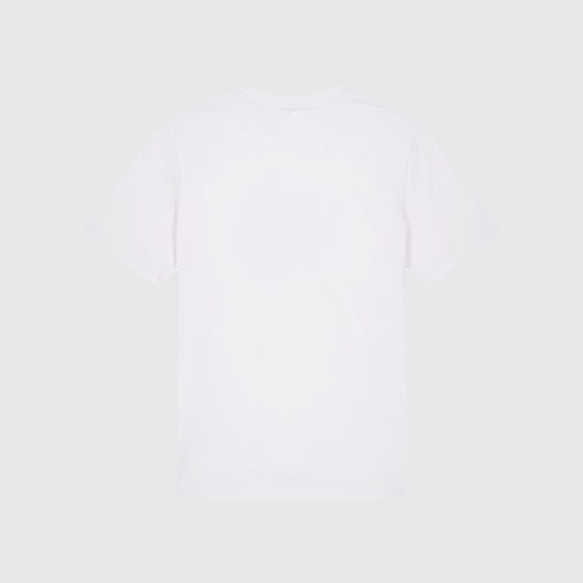 White T-Shirt – Center Embroidered Signature