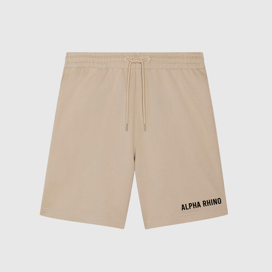 Beige Jogger Shorts with Signature Embroidery