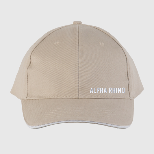 Beige-Panel Embroidered Cap with Text