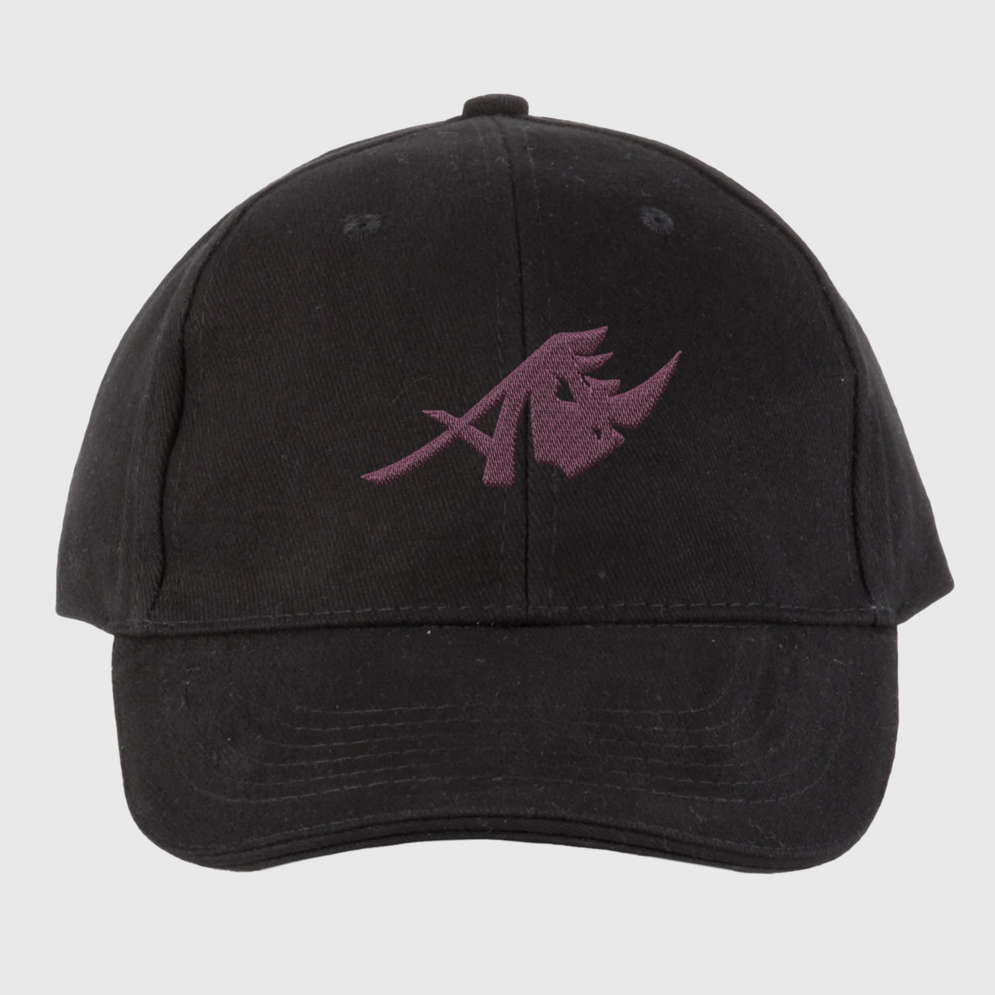 Black 6-Panel Embroidered Cap with Purple Icon