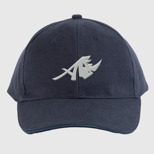 Navy 6-Panel Embroidered Cap with Text