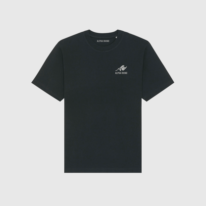 Zwart oversized T-shirt met kenmerkende borduursels
