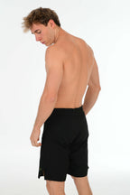 Black Fight Shorts with Olive Green Signature Detail