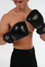 Black Boxing Gloves with Beige Signature Detail