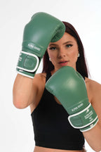 Green Boxing Gloves with White Signature Detail
