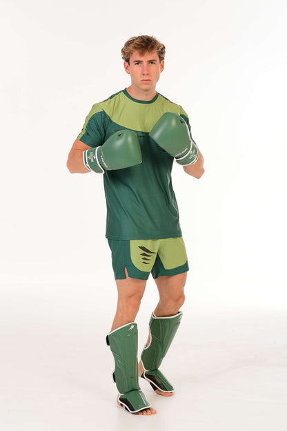 Groene Bokshandschoenen – Semi-Grain Cowhide Leather met Wit Signature Detail