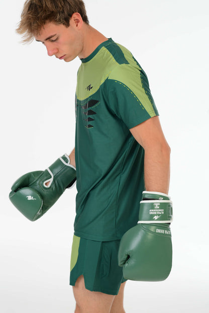 Groene Bokshandschoenen – Semi-Grain Cowhide Leather met Wit Signature Detail