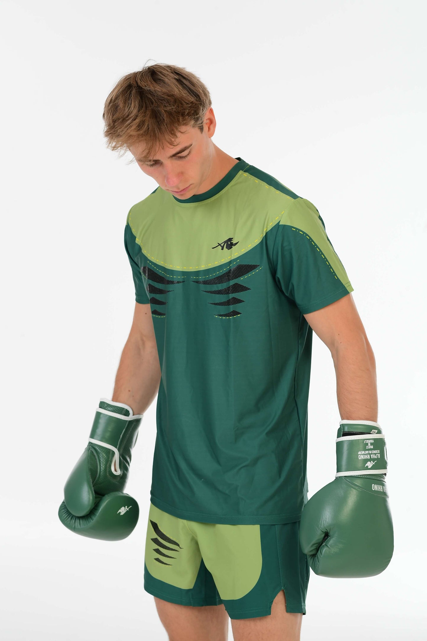 Green Boxing Gloves with White Signature Detail