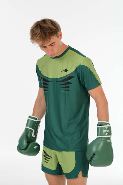 Groene Bokshandschoenen – Semi-Grain Cowhide Leather met Wit Signature Detail