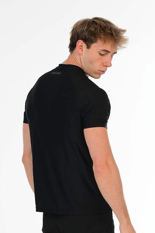 Black Performance T-Shirt with Olive Green Logo