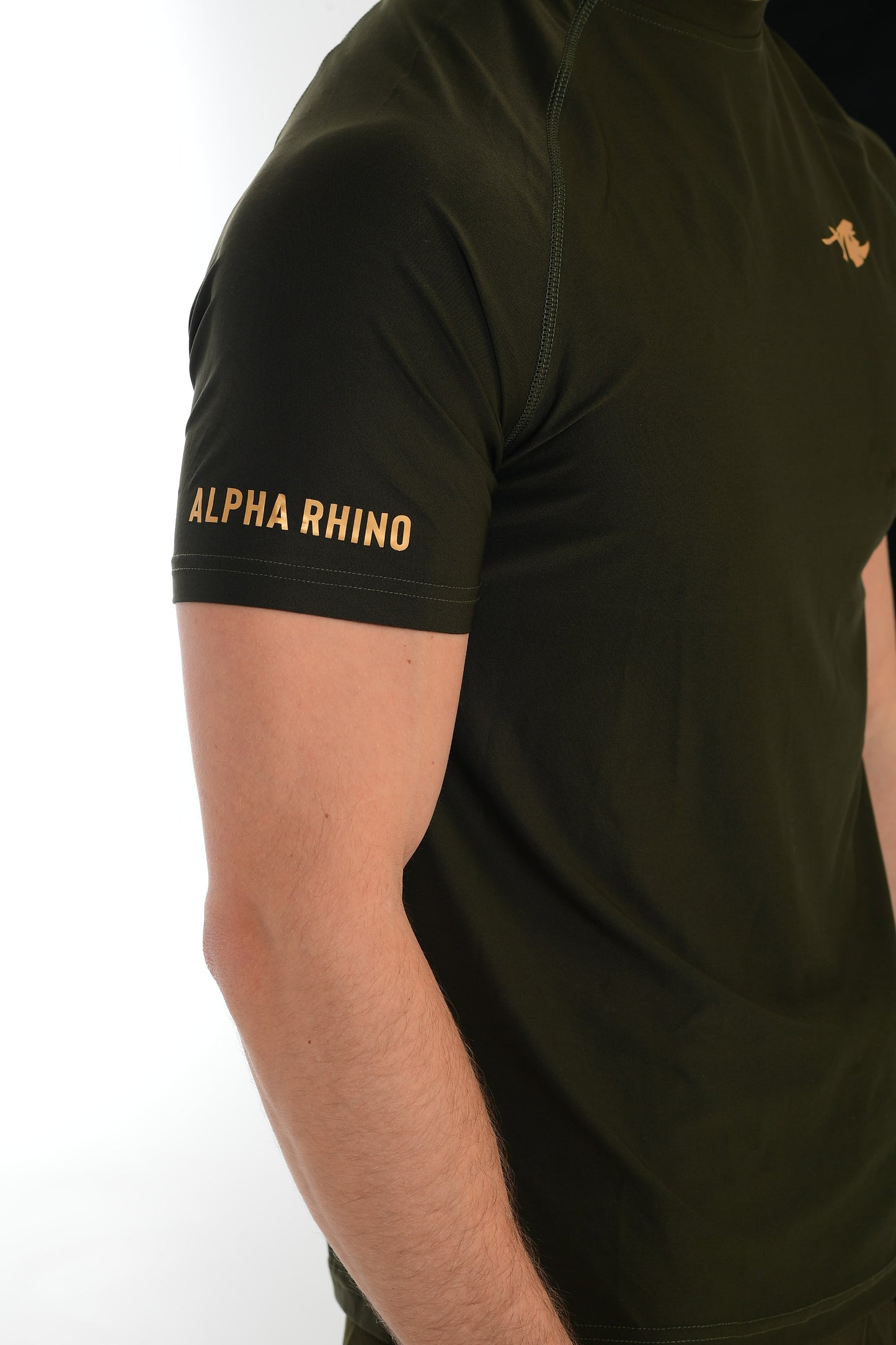 Olive Green Performance T-Shirt – Alpha Rhino Gold Signature