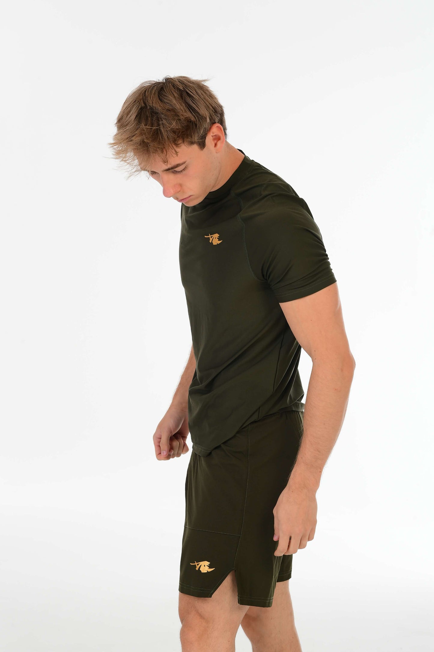 Olive Green Performance T-Shirt – Alpha Rhino Gold Signature