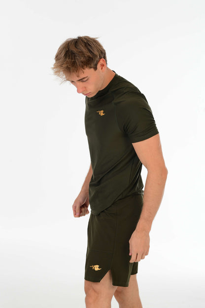 Olive Green Performance T-Shirt – Alpha Rhino Gold Signature