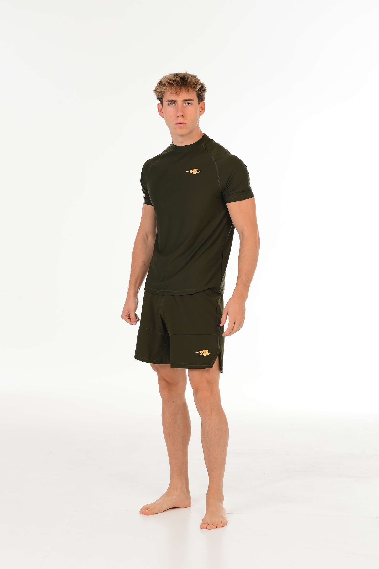 Olive Green Performance T-Shirt – Alpha Rhino Gold Signature