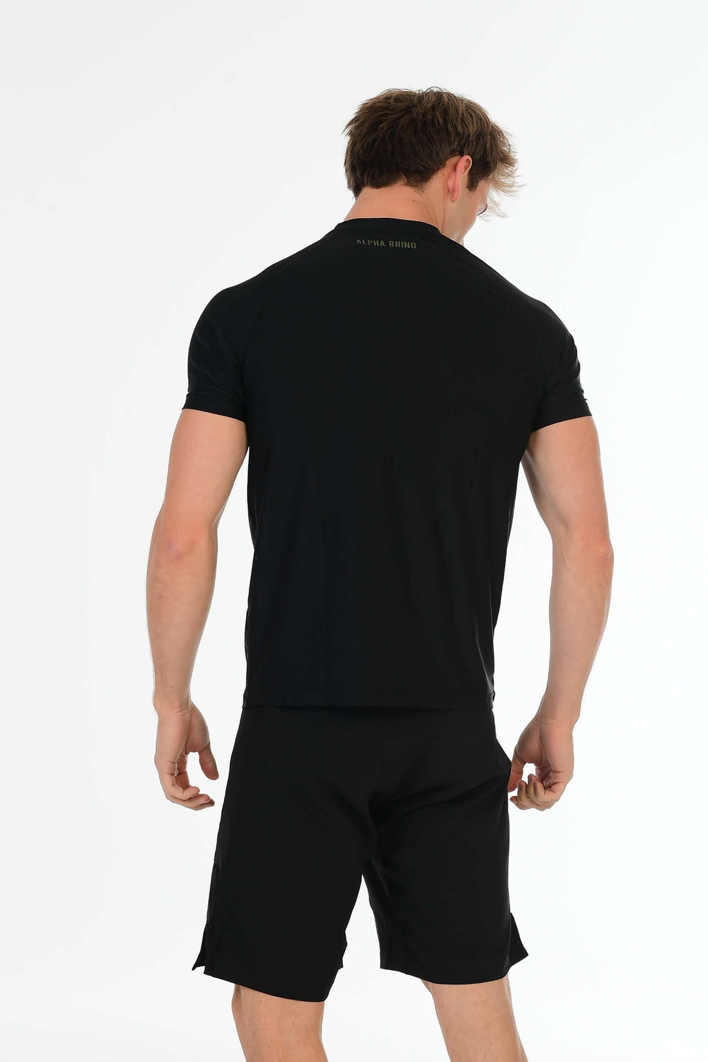 Black Performance T-Shirt with Olive Green Logo