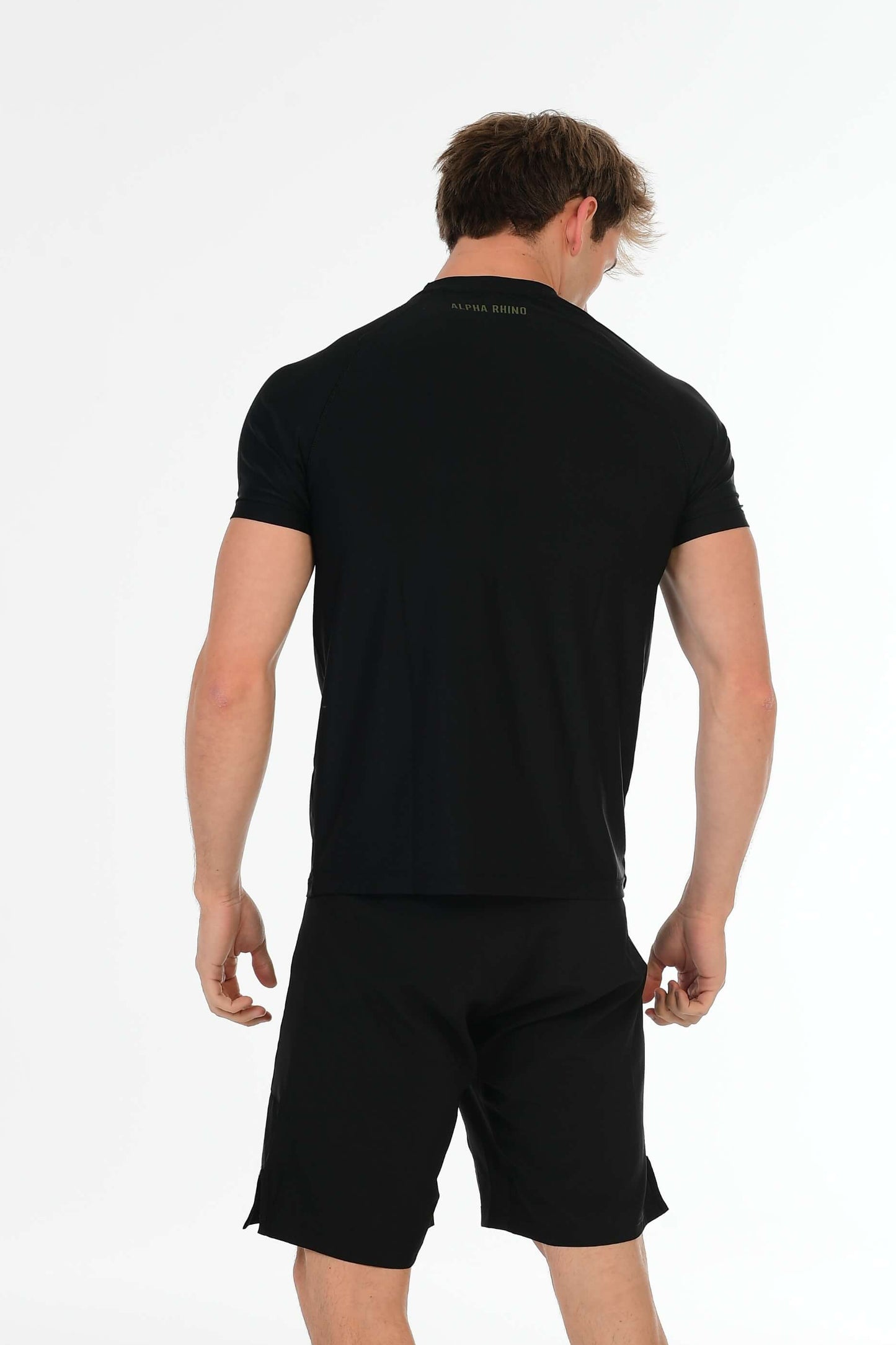 Black Performance T-Shirt with Olive Green Logo